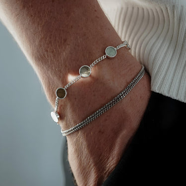 EQUAL 950 LAW SILVER-LARVIKITE STONE BRACELET